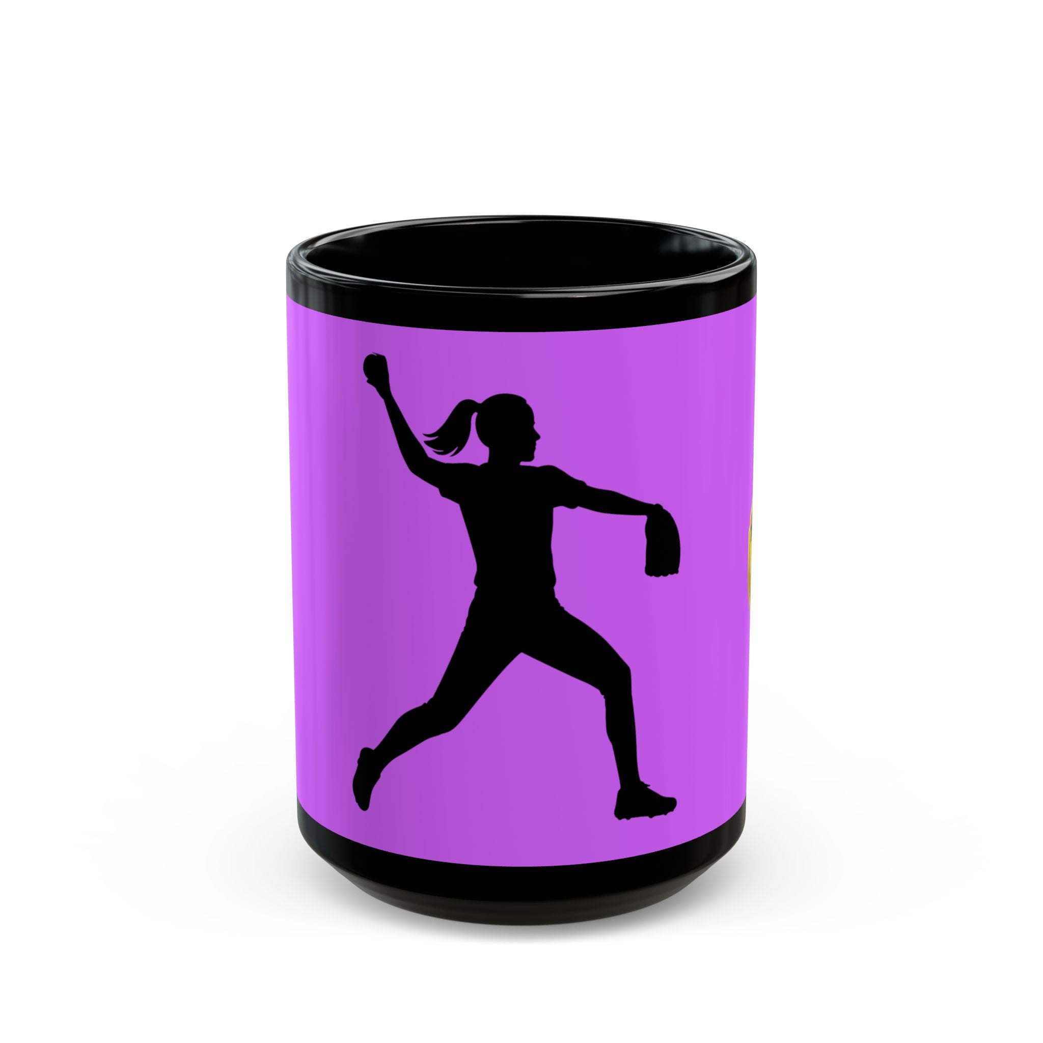 Softball Pitcher Silhouette Black Ceramic Mug –  (15oz)