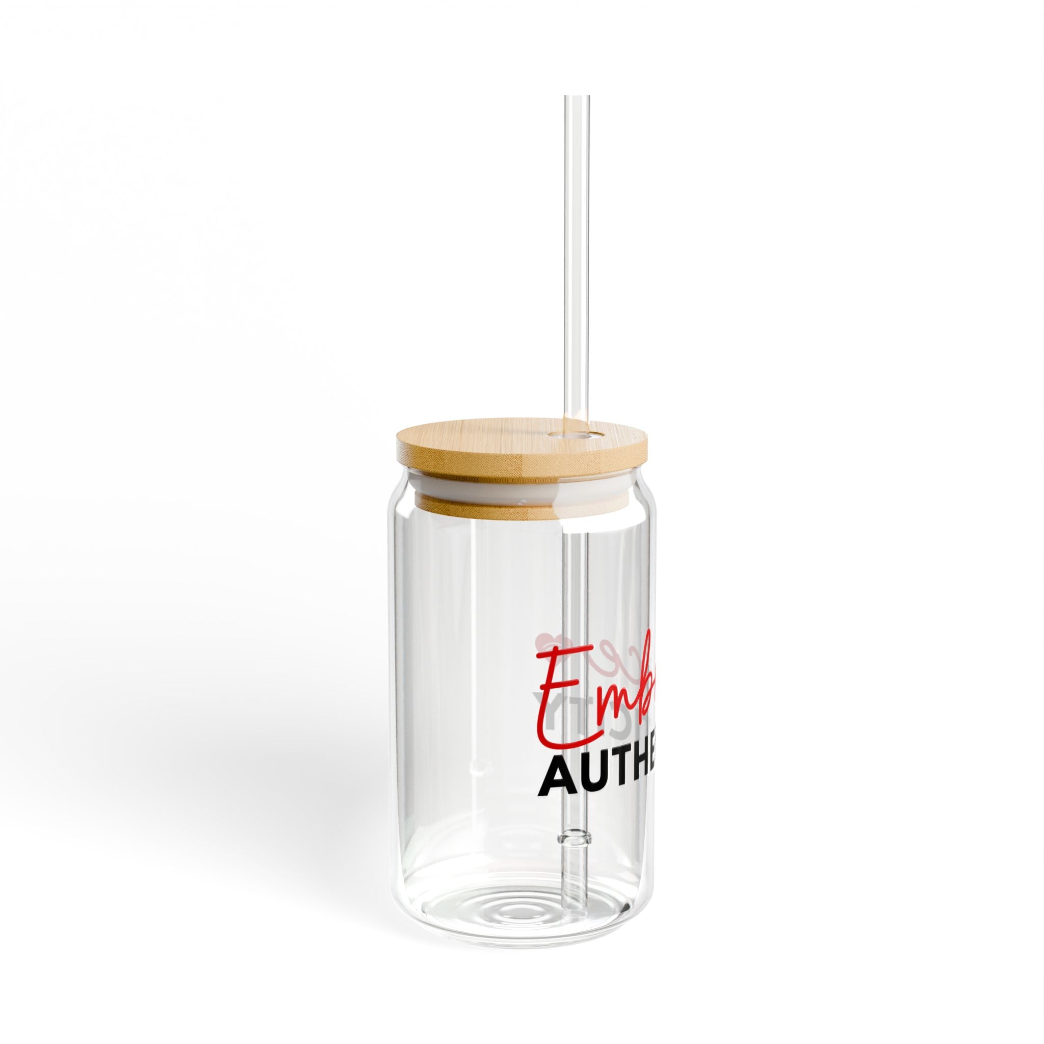 Embrace Authenticity 16oz Glass Sipper with Bamboo Lid