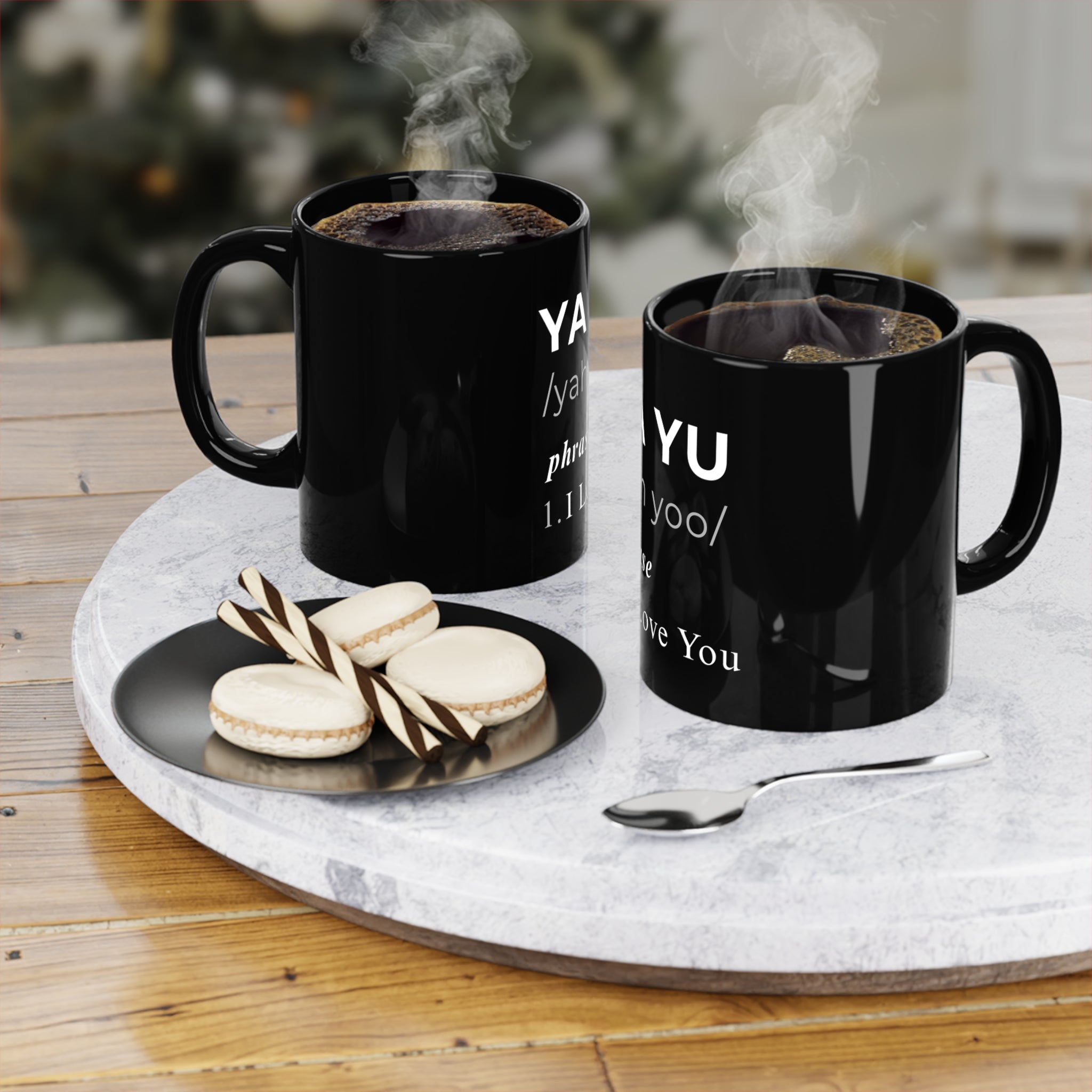 YA YU "I Love You" Black Coffee Mug — Funny Pronunciation Gift for Loved Ones