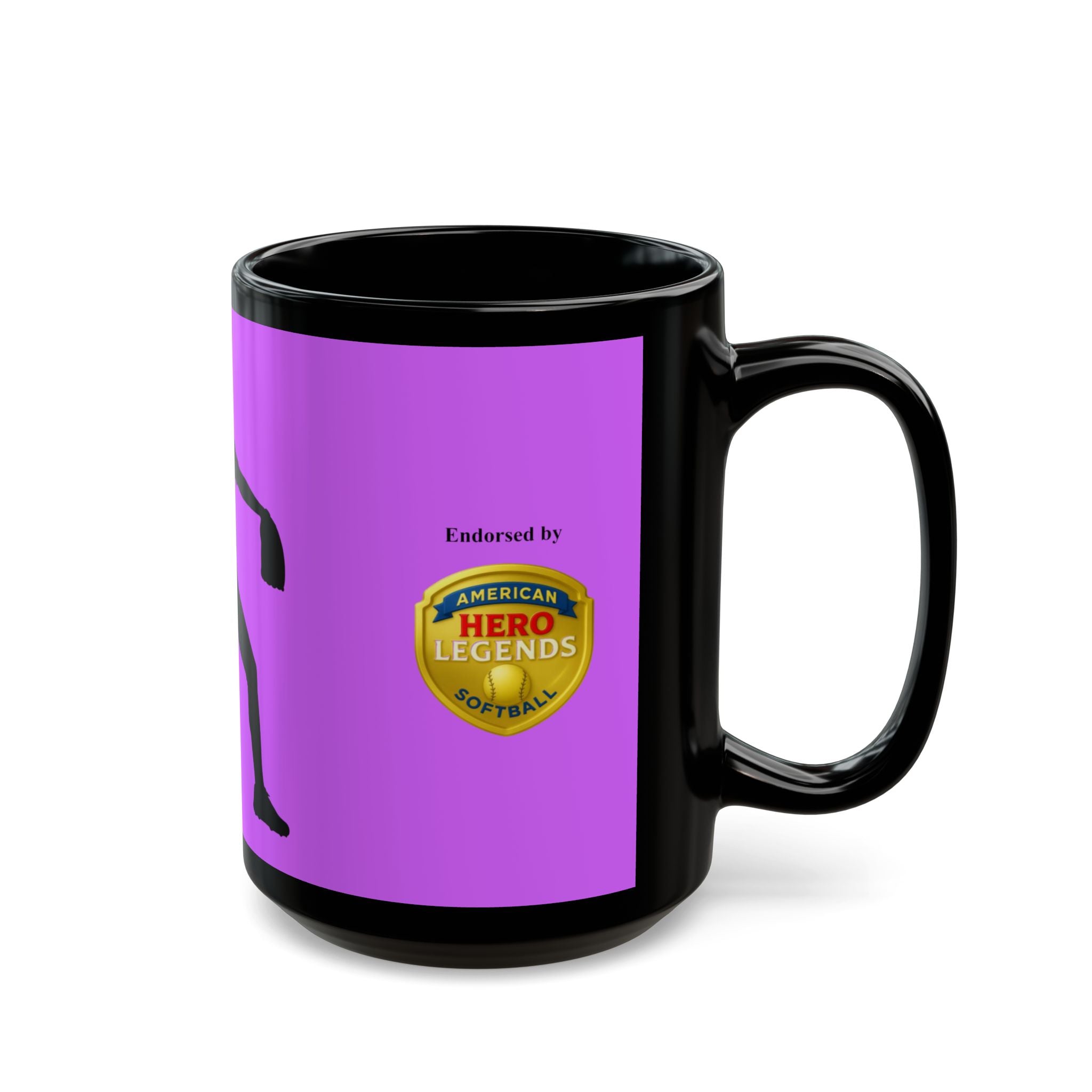 Softball Pitcher Silhouette Black Ceramic Mug –  (15oz)