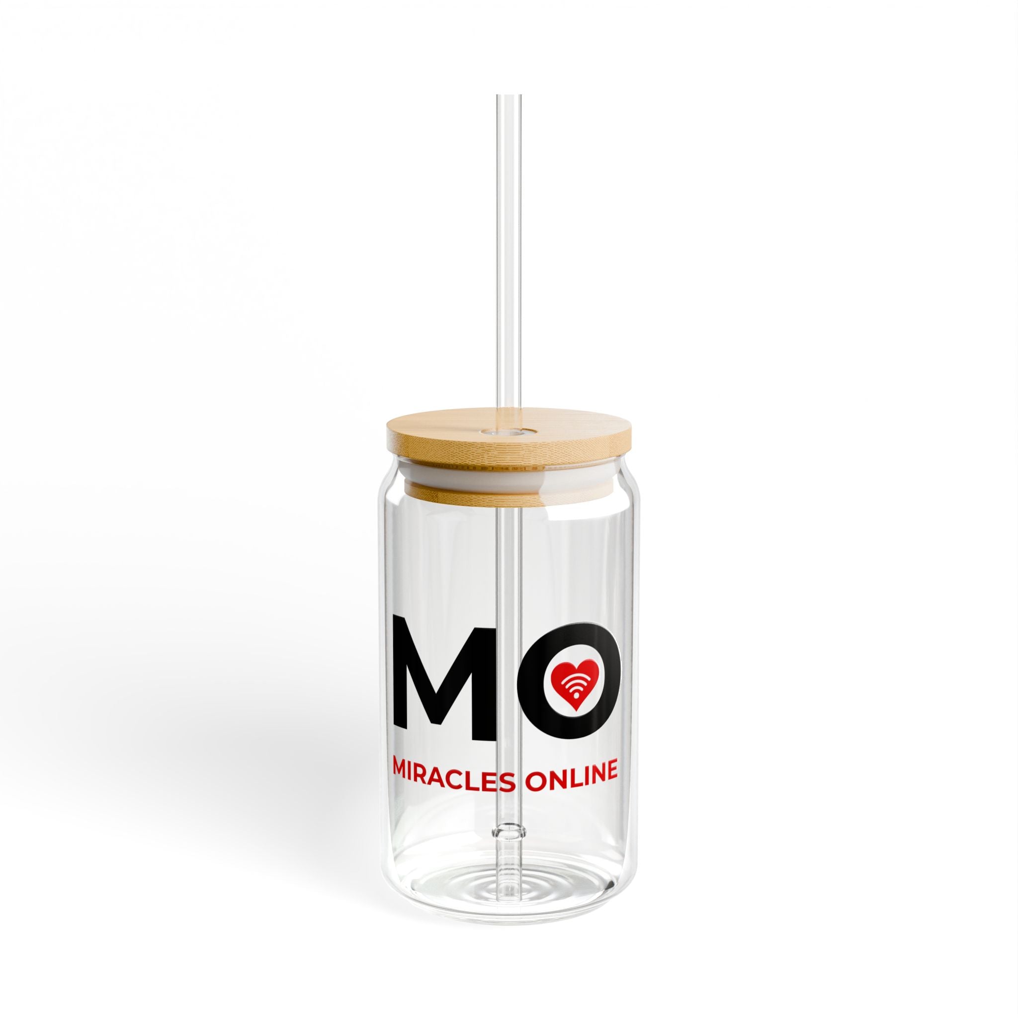 16oz Glass Sipper Cup — Miracles Online Logo Straw Tumbler