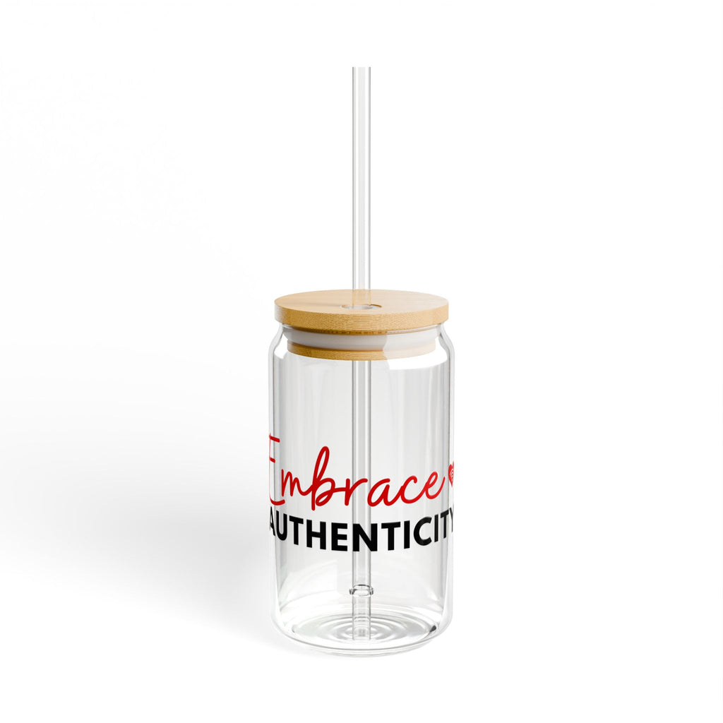 Embrace Authenticity 16oz Glass Sipper with Bamboo Lid