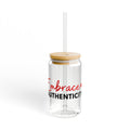 Embrace Authenticity 16oz Glass Sipper with Bamboo Lid