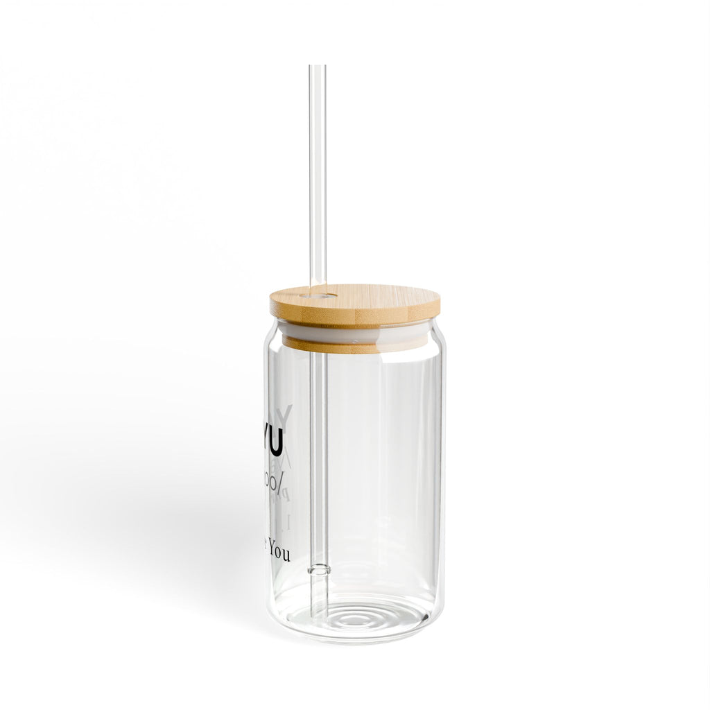 16oz Glass Sipper Cup with Bamboo Lid – “YA YU / I Love You” Definition Design