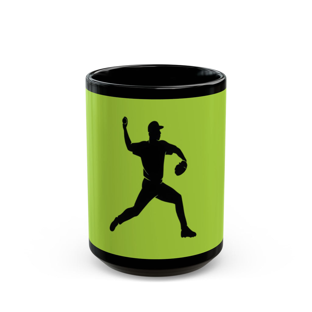 Baseball Pitcher Silhouette Black Mug – 15oz