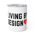 Insulated Coffee Mug - "Living By Design" Heart Wi‑Fi Graphic, 10oz Travel Tumbler