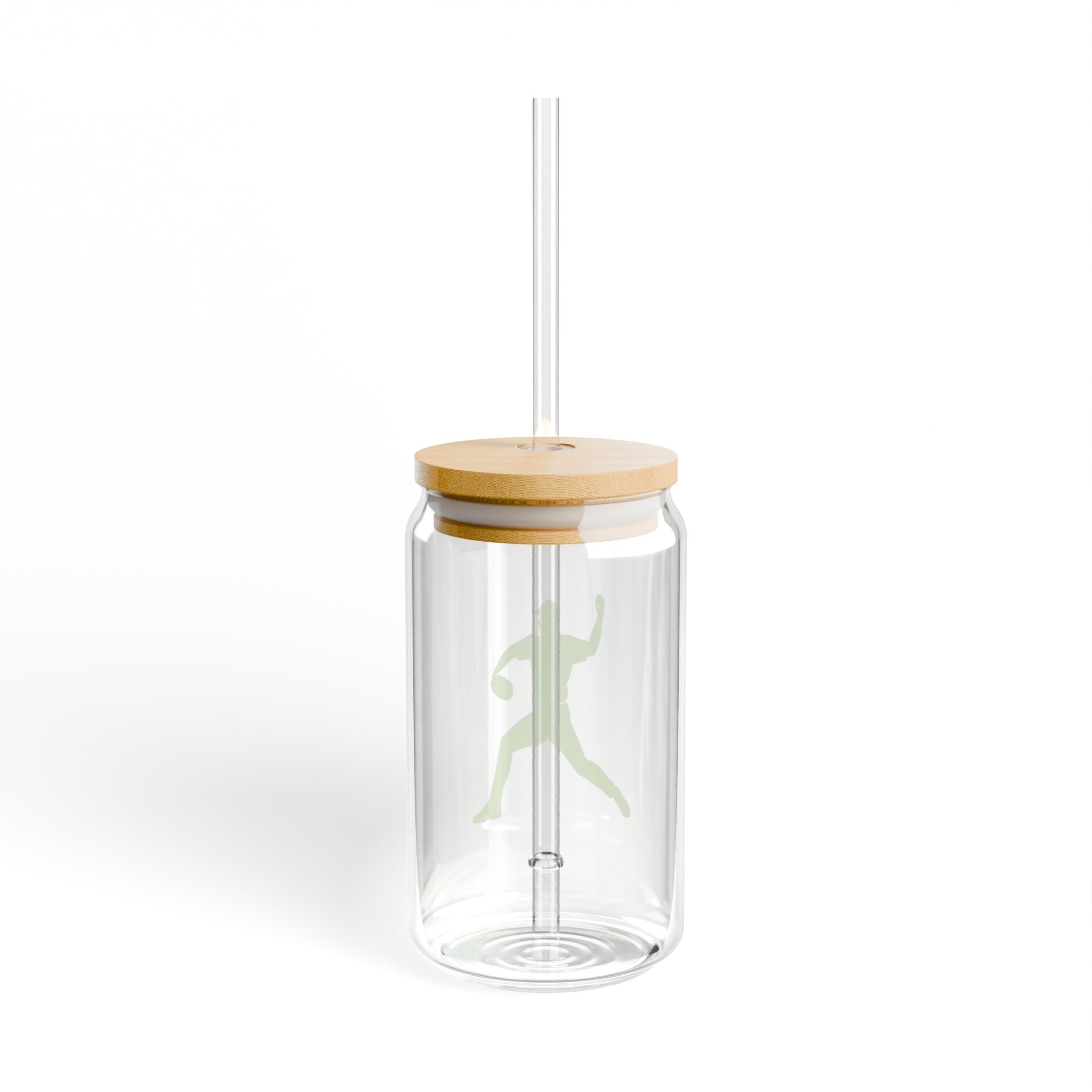 16oz Glass Sipper Reusable Straw Tumbler - Baseball Picher